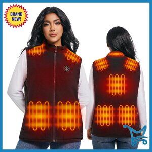 Fleece Heated Vest 8 Zone USB Rechargeable Battery Pack Women's